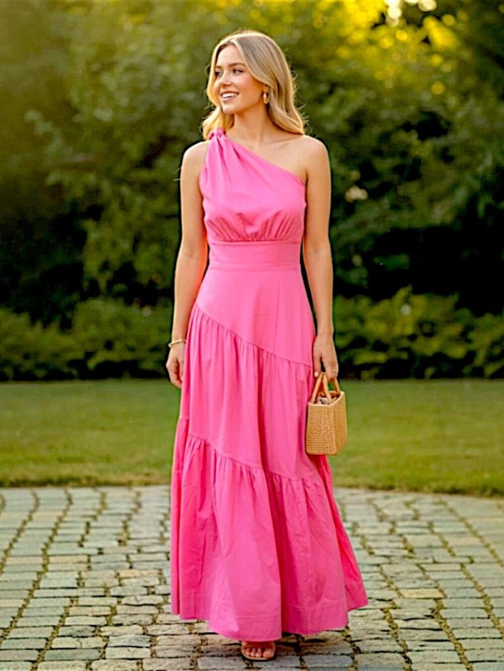 Lilly Pulitzer Lucilyn One Shoulder Maxi Dress in Confetti Pink NWT - Size 2